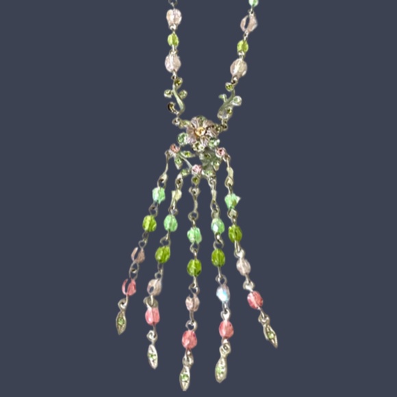 R.J. Graziano Green & Pink Tassel Drop Necklace - Picture 5 of 6